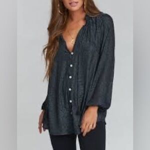 SHOW Me Your Mumu Alicia Tunic Charcoal Cheetah Silky Blouse
